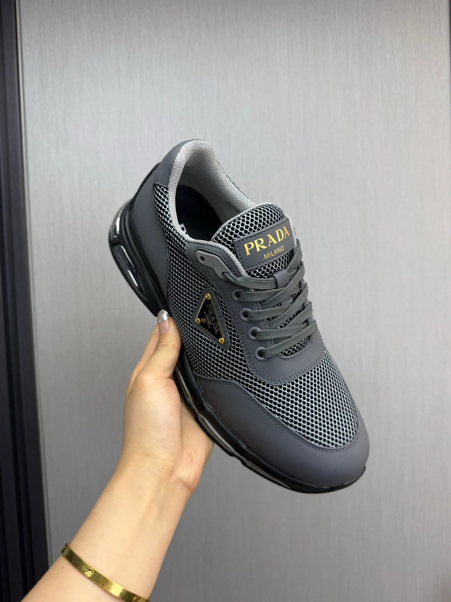 Men's shoes 💰640💰 [PRADA] Men's shoes are popular in the counter, high-quality shipments ✔️Official website synchronization, original cowhide with mesh surface + cowhide lining, 1⃣️:1⃣️reproduction, original air cushion original bottom, 38-45 (customized at 45)